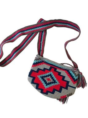 Colorful Handwoven Wayuu Mochila Bag Crossbody Shoulder Hippie Boho Purse Small